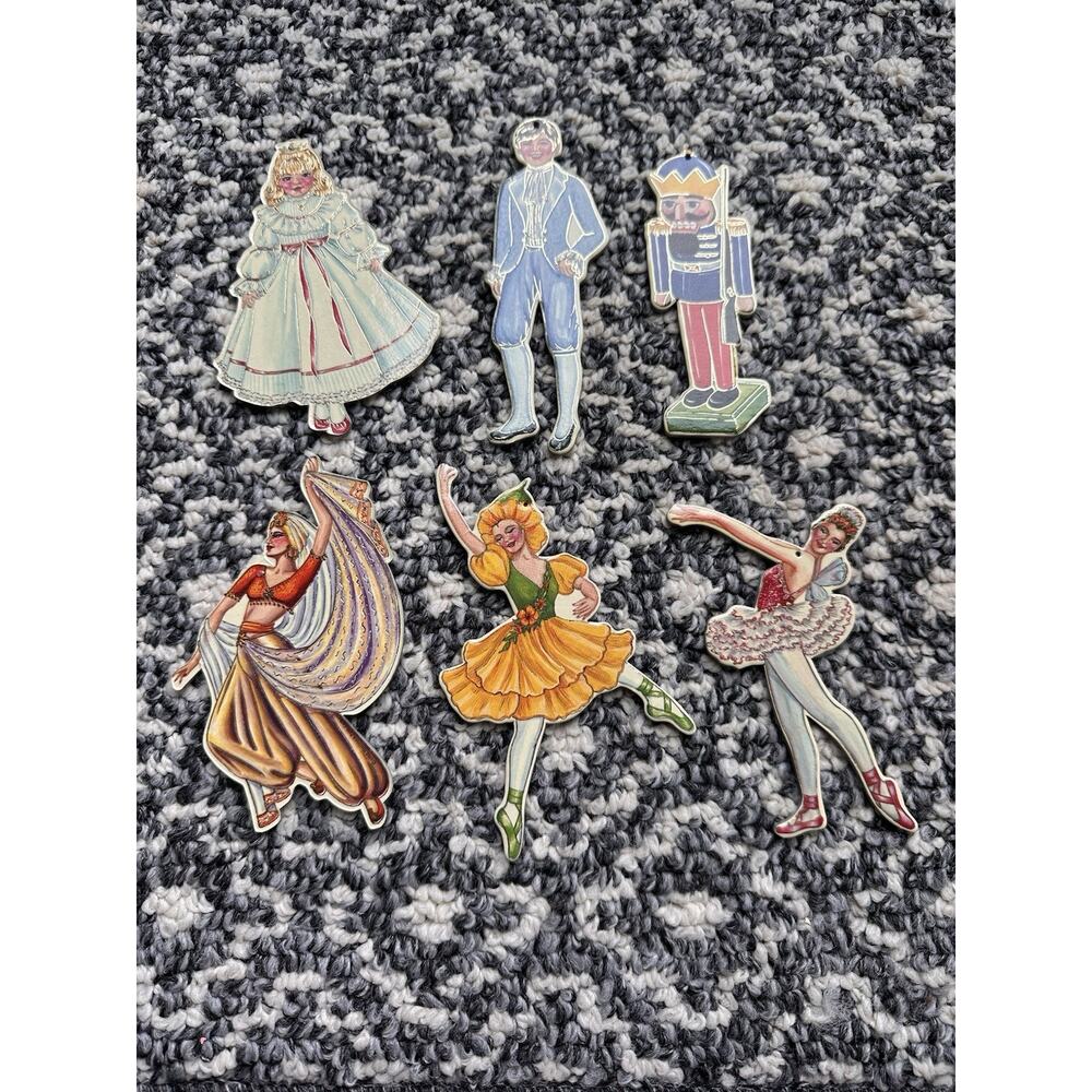 Vintage, 1988 Set Of 6 Die Cut Nutcracker Ballet Dancers Merrimack Ornaments